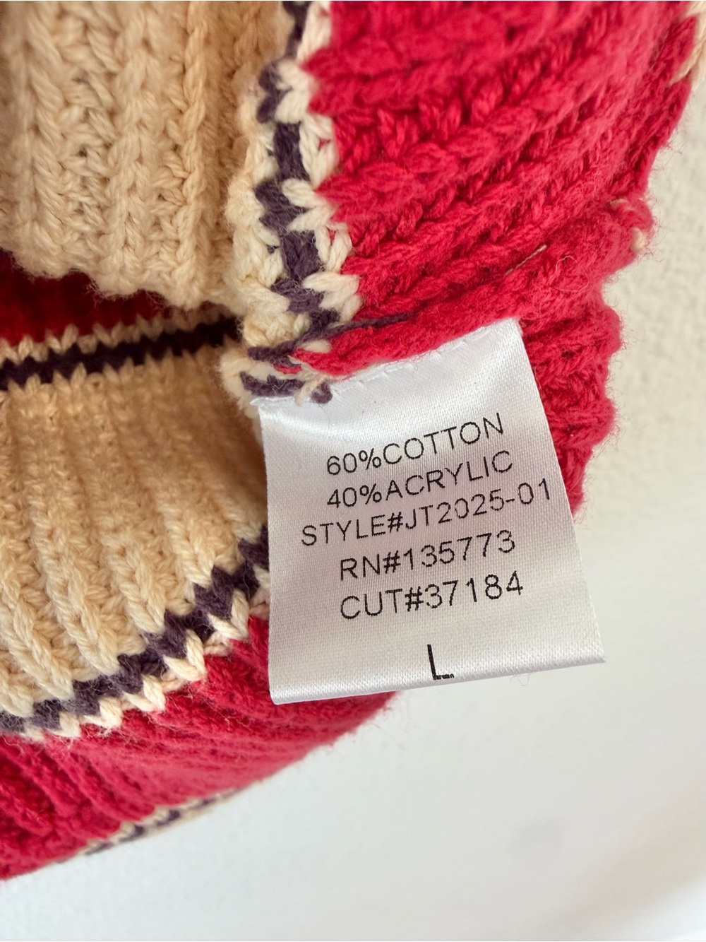 OLIVACEOUS Chunky Knit Striped Crop Vest, Preppy V-Neck, Red/Beige, L - Picture 5 of 8
